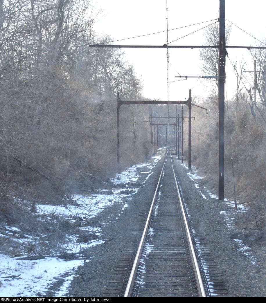 Rear window view looking west along the Ex-PRR Princeton Branch just outside the Borough of Princeton